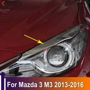 Mazda 3 için M3 2013 2014 2015 2016 Otomatik Ön Başkanı İşık Lambası Kapak Trim Far Kaş Şeritler Araba Styling için ABS Krom