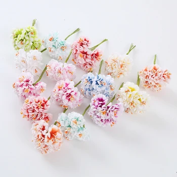 6 Adet Mini Ercik Ipek yapay çiçekler krizantem düğün buketi Dekorasyon DIY Dekoratif Garland yapay çiçek