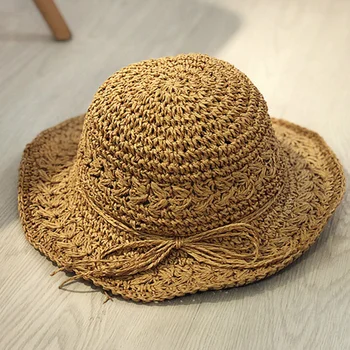 Yaz güneş şapkası Ebeveyn-çocuk Saman Plaj Güneş Gölge Şapka Yeni Kore Versiyonu Moda Tatil Katlanır Güneş Koruyucu Bebek Kapaklar H092
