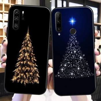 Mutlu Noel Ağacı Geyik Huawei P50 P40 P30 P20 Pro Lite 5G P Akıllı Z 2019 telefon kılıfı Kabuk Sıvı Silikon Siyah