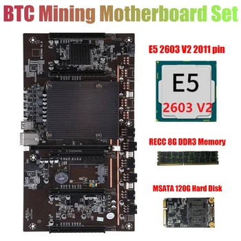 X79 H61 BTC Madenci Anakart 5X PCIE Desteği 3060 3070 3080 Grafik Kartı ile E5 2603 V2 CPU RECC 8G DDR3 RAM 120G SSD