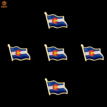 5 ADET ABD Emaye Metal Broş Colorado erkek Ve kadın Yaka Bayrağı Özel Moda Rozeti Pin Takı Hediye