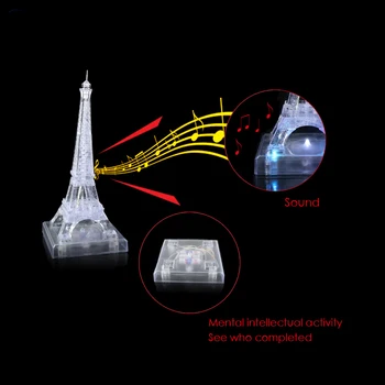 3D Kristal Bulmaca Yapı Paris Eyfel Kulesi Modeli DIY Yapboz Bulmacalar Oyuncaklar Yanıp Sönen ve Müzikal Eğitici Oyuncaklar Çocuklar için