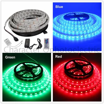 LED esnek şerit ışıklar, 300 LEDs SMD 5050, 12 V DC su geçirmez ışık şeritleri, RGB LED ışık şeridi kiti ile 44Key uzaktan Controll