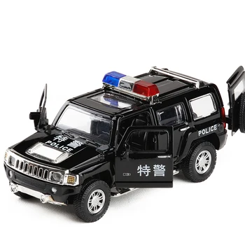 Sıcak satış 1: 32 H3 özel polis alaşım modeli, simülasyon ses ve ışık geri kuvvet die-döküm off-road model oyuncaklar, ücretsiz kargo