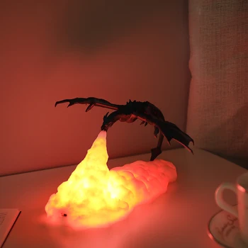 3D Baskılı Ejderha LED gece ışığı Gece Lambaları Değişim Odası Dekor USB şarj edilebilir ışık Doğum Günü Oyuncak yatak odası için lamba / Oturma Odası