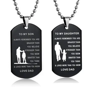 Erkek Moda Alaşım Ordu Köpek Etiketi Siyah Kolye Kolye OĞLUM kızı AŞK BABA Askeri Zincir toptan