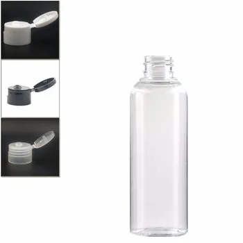 150ml boş Plastik Şişeler, balck/beyaz/şeffaf flit-top kapaklı şeffaf PET şişe