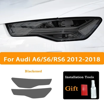 2 Adet İçin Audi A6 S6 RS8 2012-2018 Araba Far koruyucu film Far Şeffaf Siyah TPU Sticker Aksesuarları