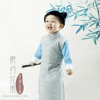Bambu Eski Çin Hanfu bu Childe Bir Şarkı Yong Zhu Kostüm Küçük Çocuk için fotoğraf veya Çocuk Gün sahne giyim