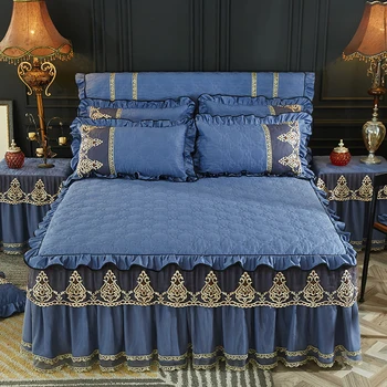 Avrupa Yatak Örtüleri Pamuk Yatak Etek Kalınlaşmış Yatak Örtüsü Dantel Koruyucu Kapak Kraliçe Kral yatak takımı Yastık Kılıfı Olmadan
