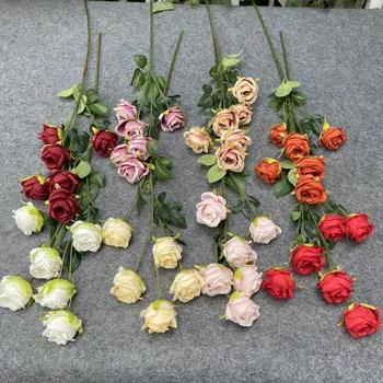 6 kafaları Gül yapay ipek çiçek Şube Ev Çiçek Düzenleme Düğün Parti Dekorasyon Sahte Çiçekler