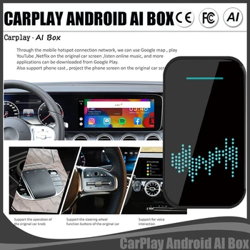 Android 9.0 Kablosuz 4GB + 32GB Carplay AI kutusu Ayna Bağlantı Bölünmüş ekran Porsche BMW AUDİ Mercedes Benz Orijinal Carplay