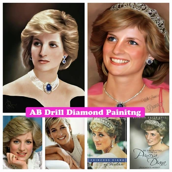 Galler prensesi Diana Spencer 5D DIY AB Matkaplar Elmas Boyama Nakış Bayan Portre Sanat Çapraz Dikiş Mozaik Ev Dekor