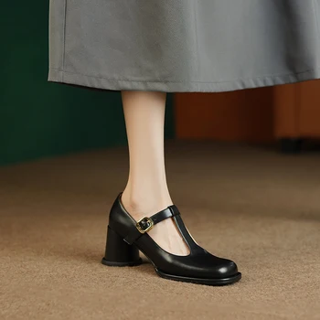 Heıhaıan Yüksek Topuklu Kadınlar İçin Erken Bahar Yeni Vintage Stil İle İnce Mary Jane Ayakkabı