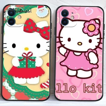 Noel Hello Kitty Telefon Kılıfları iPhone 11 12 Pro MAX 6S 7 8 Artı XS MAX 12 13 Mini X XR SE 2020 Kılıfları Coque Carcasa Funda