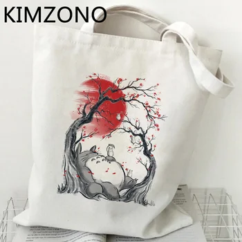 Totoro alışveriş çantası tuval kullanımlık çanta shopper shopper alışveriş çantası jüt bez tote katlanabilir sac toile