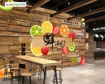 Papel de parede özel tuğla duvar meyve 3d duvar kağıdı duvar, soğuk içecek restoran suyu dükkanı yemek odası duvar kağıtları sticker
