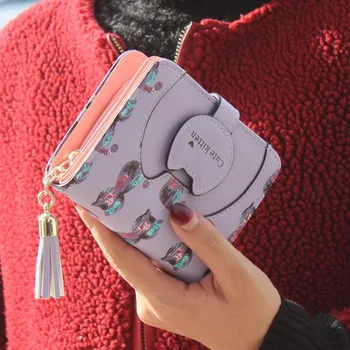 Moda Küçük Kadın Çanta kısa çanta Bayan Mektup çıtçıt Fermuar Kısa Debriyaj Cüzdan kart tutucu Para Para Kadın Cüzdan