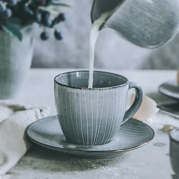 Japon Tarzı Retro Kahve fincan seti Öğleden Sonra Çay Kahvaltı Su Ev Fincan Drinkware