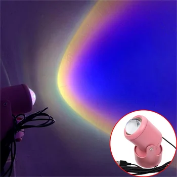 USB gökkuşağı günbatımı projeksiyon lambası LED atmosfer gece Lambası ev kahve Bar kapalı projektör lambaları açık dekoratif ışıklar