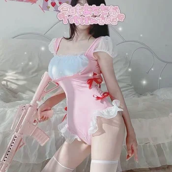 Japon Yatak Seksi Kostümleri Geri Hollow Out Hizmetçi Cosplay Iç Çamaşırı Hizmetçi Mayo Erotik Bodysuit Dantel Kıyafet Seksi Pijama Yeni