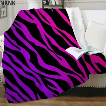 NKNK Brank Zebra Battaniye Şerit 3D Baskı Degrade Battaniye Yatak Sanat Yatak Atmak Sherpa Battaniye Moda Premium Dikdörtgen