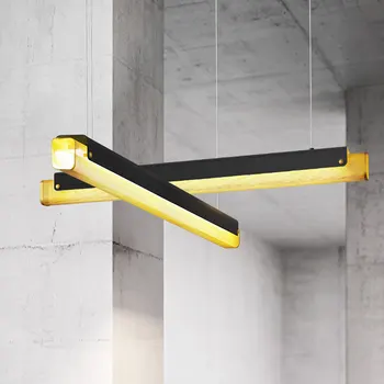 Modern basit Led uzun şerit kolye ışıkları Loft endüstriyel lamba çubuğu Cafe mutfak asılı aydınlatma armatürleri süspansiyon armatür