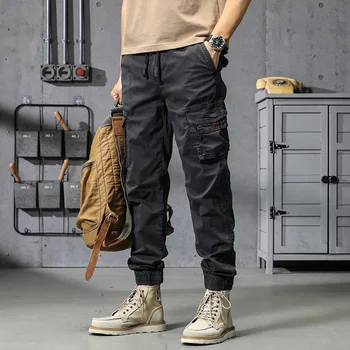 Yüksek Kaliteli Pamuk Kargo Pantolon Erkek Kore Moda Trendleri Joggers Açık Dipleri Artı Boyutu Taktik Pantolon Yürüyüş Kıyafetleri