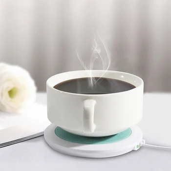 PU Isıya dayanıklı Elektrik Yalıtım Coaster USB Sıcak Fincan Mat İsıtıcı Ped Isıtma Cihazı Ofis Kahve Çay İsıtıcı Ped Mat Masa