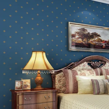 beibehang Derin mavi Akdeniz modern minimalist yatak odası oturma odası TV arka plan duvar kağıdı dokunmamış duvar kağıdı sıcak sarı