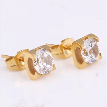 Pembe altın kristal dikdörtgen taşlar tasarım küpe çıtçıt zarif moda kadınlar takı kız hediyeler EH0033