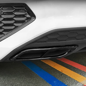 ABS Parlak Siyah Arka Çift Egzoz Susturucu Kuyruk Boruları Ucu ayar kapağı Audi A3 8Y Aksesuarları 2021 2022
