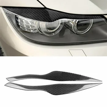 Karbon Fiber Araba Far Göz Kapağı Kapak Kaş Trim Çıkartması ABS 2 Adet BMW E90 E91 3 Serisi 2004 2005 2006 2007 2008