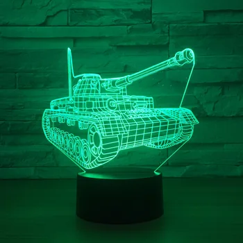 Tankı modelleme 3d ışıkları 7 renk dokunmatik uzaktan kumanda gece lambası güzel 7 renk değişimi 3D lamba noel süslemeleri hediye