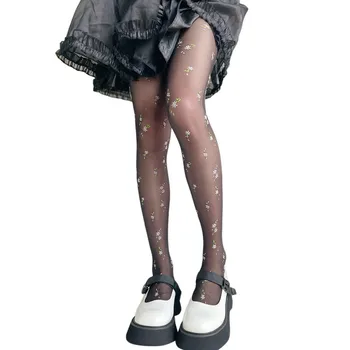 Gotik Lolita Kadınlar Uzun Çorap Kadın İç Çamaşırı Uyluk Yüksek Çorap Fishnet Mesh Baskılı Seksi Sıkıştırma Çorap Kadınlar için
