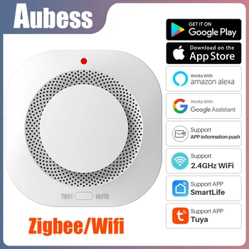 AUBESS Tuya WiFi Duman Alarmı Yangın Koruma 80DB Duman Dedektörü Smokehouse Kombinasyonu yangın alarmı Akıllı Ev Güvenlik Sistemi