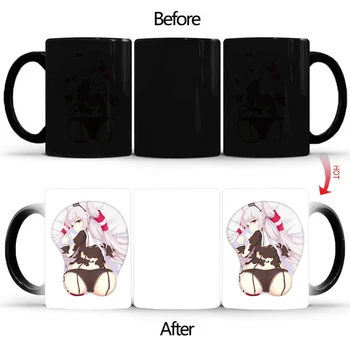 Yaratıcı Seksi sling kız sihirli Kupa, ısıya duyarlı reaktif seramik fincan değişen kahve kupaları, kahve fincanı ofis Drinkware BSKT-095
