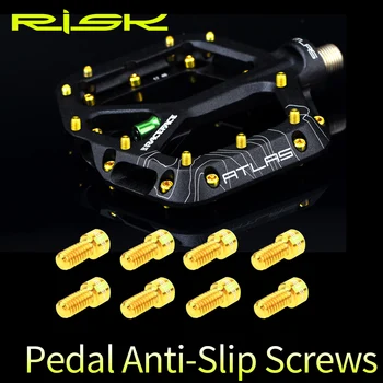 RISK 8 adet / grup Titanyum Alaşımlı kaymaz Cıvata Yokuş Aşağı bisiklet pedalları TC4 Ti Pedalı kaymaz Vidalar XC AM DH Bisiklet M4 * 8mm