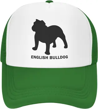 Ingilizce Bulldog Siluet şoför şapkası file şapka, Hafif Ayarlanabilir Snapback Klasik Şapka Erkekler ve Kadınlar için