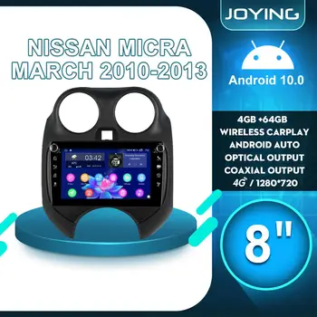 JOYING 2 Din Araba Radyo Stereo Android 10 GPS Multimedya Oynatıcı Navigasyon 4G Carplay DVR Nissan Mart MİCRA İçin K13 2010 2013