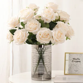 Yapay 10 Kafaları Gül çiçek buketi Düğün Gelin Holding Buket Tatil Parti Düzeni Güller Sahte çiçek dekorasyonu Ev için