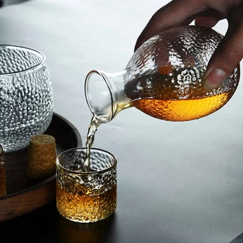 Işık Lüks Klasik Cam Cep şise takımı Japon Tarzı Ev Sake Pot El Yapımı Flasque Alcool Masa Malzemeleri EJ50HF