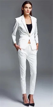 Kadın takım elbise Beyaz Pantolon Takım Elbise Kostümleri Kadınlar için Ofis Takım Elbise Resmi İş Elbisesi Setleri Üniforma Stilleri Zarif Pantolon