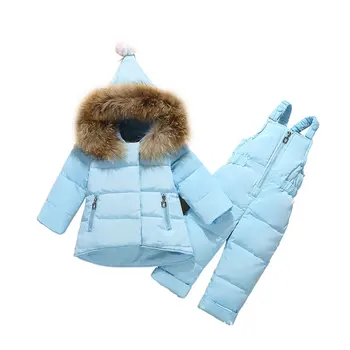 Yüksek Kaliteli Kış Çocuk giyim setleri Kız Sıcak Parka uzun kaban Ceket Bebek Kız Giysileri Ceket Çocuk Kar Takım Elbise