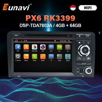 Eunavi Android 10 4G 64G 2 DİN araç DVD oynatıcı GPS İçin Audi A3 8P 2003-2012 S3 2006-2012 RS3 Sportback 2011 multimedya oynatıcı 8 Çekirdek