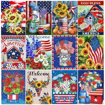 5D DİY Elmas Amerikan Bayrağı Elmas Mozaik Nakış Çapraz Dikiş Tam Kare Yuvarlak Matkap Ev Dekorasyonu el Yapımı Hediye Resim 