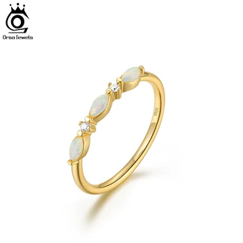 ORSA JEWELS 100 % Hakiki Doğal Opal Yüzük Katı 925 Ayar Gümüş Taş Parmak Yüzük Kadınlar için moda takı Hediye EQR29