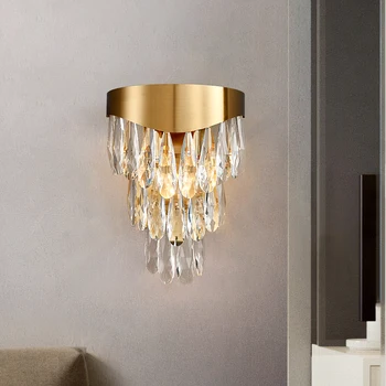Lüks altın kristal duvar aplik lambaları Modern oturma odası yatak odası led duvar ışıkları yaratıcı ev dekorasyon ışıklandırma