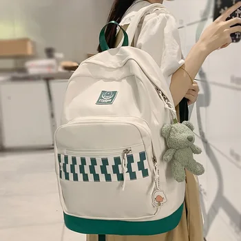 Bayan Ekose Sevimli Kitap Çantası Kadın Harajuku Moda Serin Paket Kız Seyahat okul çantası Kadın Dizüstü Kafes Kolej Sırt Çantası Moda